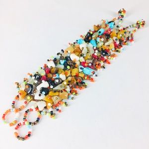 Colorful Woven Seed Bead and Stone Bracelet